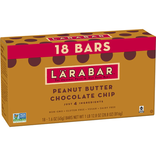 LÄRABAR Peanut Butter Chocolate Chip, Gluten Free Fruit & Nut Bar, 18 Ct