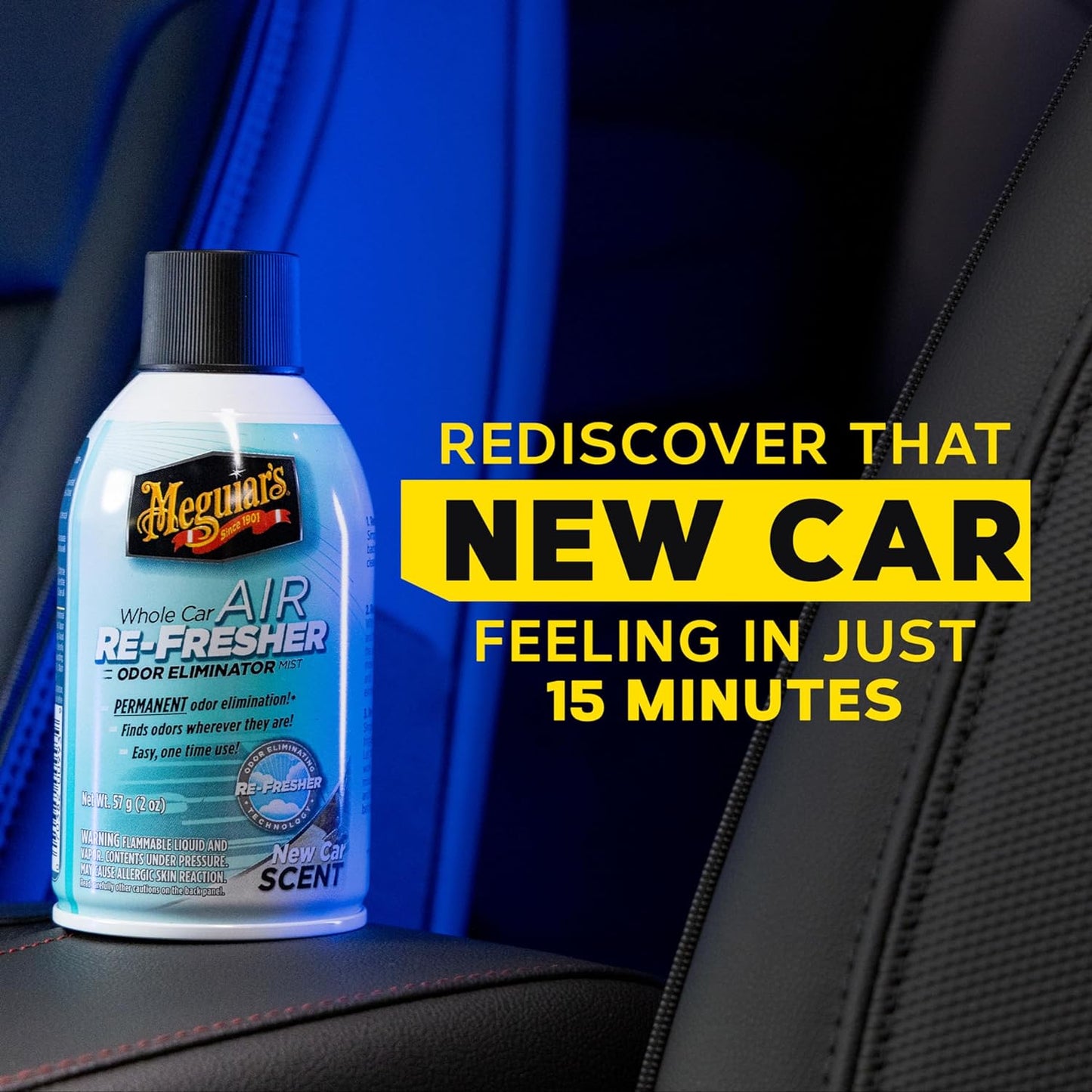 Meguiar's Whole Car Air Refresher, Odor Eliminator Spray Eliminates Strong Vehicle Odors, New Car Scent - 2 Oz Spray Bottle