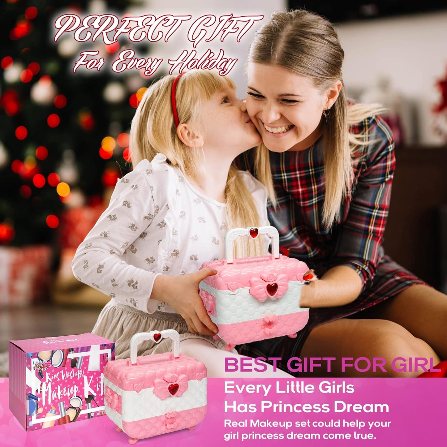 Kids Makeup Kit for Girl - Kids Makeup Kit Toys for Girls,Play Real Makeup Girls Toys, Washable Make Up for Little Girls, Non ToxicToddlers Pretend Cosmetic Kits,Age3-12 Year Old Children Gift