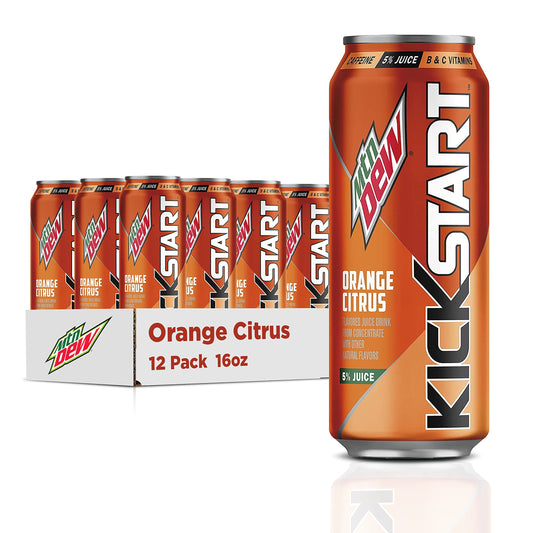 Mountain Dew Kickstart Orange Citrus (16 Ounce Cans, Pack of 12)