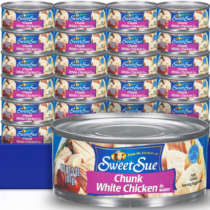 Sweet Sue Chunk White Chicken in Water, 5 oz Can (Pack of 24) - 11g Protein per Serving - Gluten Free, Keto Friendly - Great for Snack, Lunch or Dinner Recipes