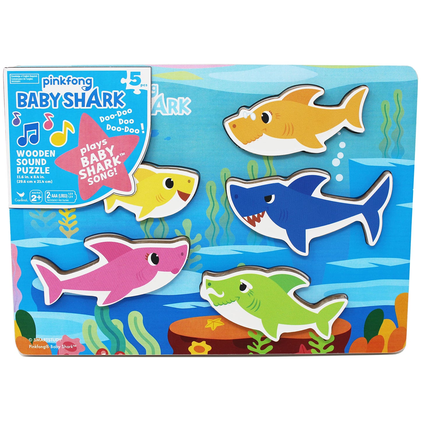 Pinkfong Baby Shark Musical Wood Sound Puzzle- Plays Song Baby Shark Toys Toddler Toys Kids Toys Baby Shark Birthday Decorations for Ages 2+