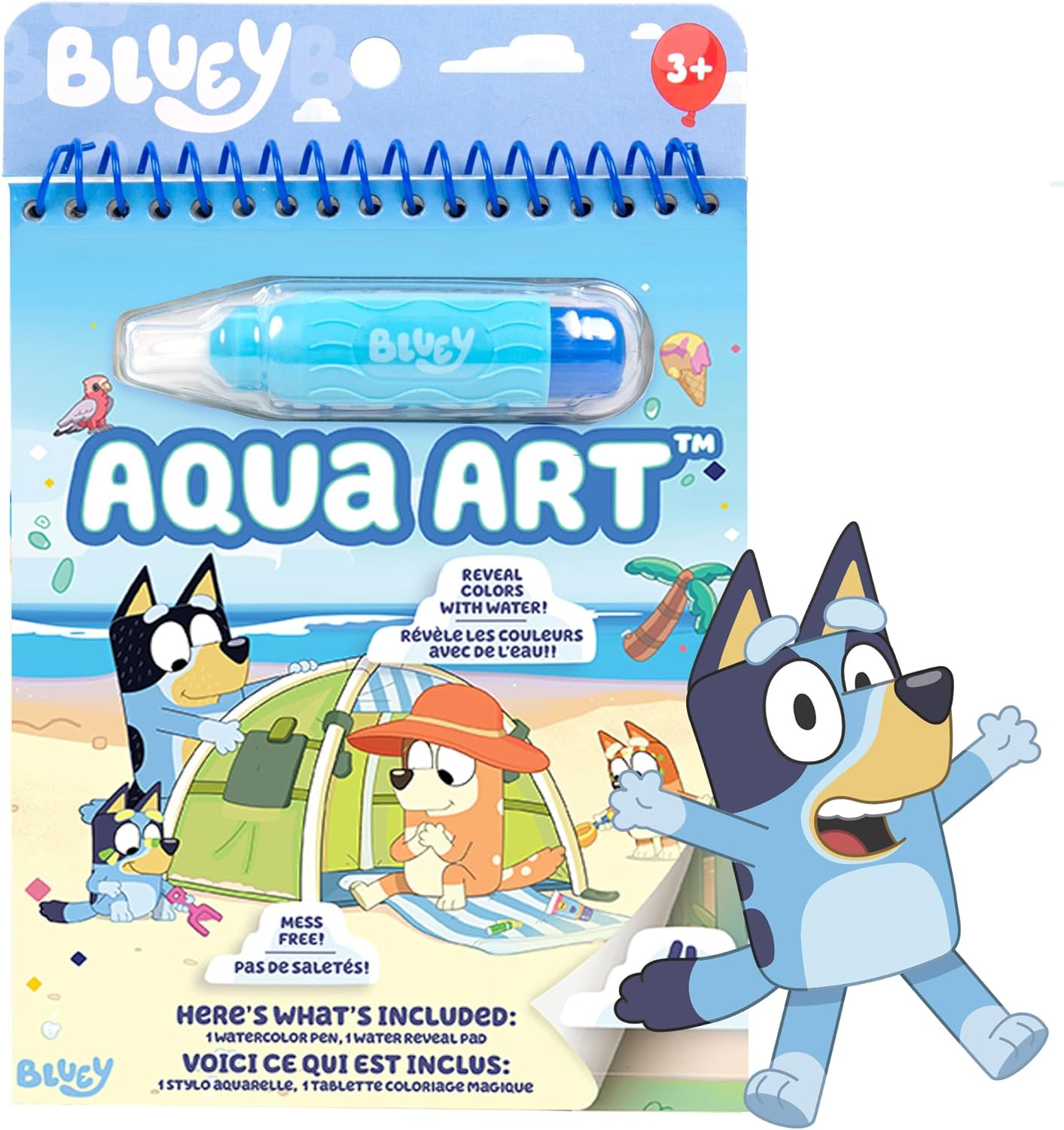 Horizon Group USA Bluey Aqua Art, Includes 4 Reusable Pages of Water Art & Water Pen, Color with Water Book, Water Reveal Activity Book, Paint with Water Books, Doodle Book, Reusable No-Mess Art Book