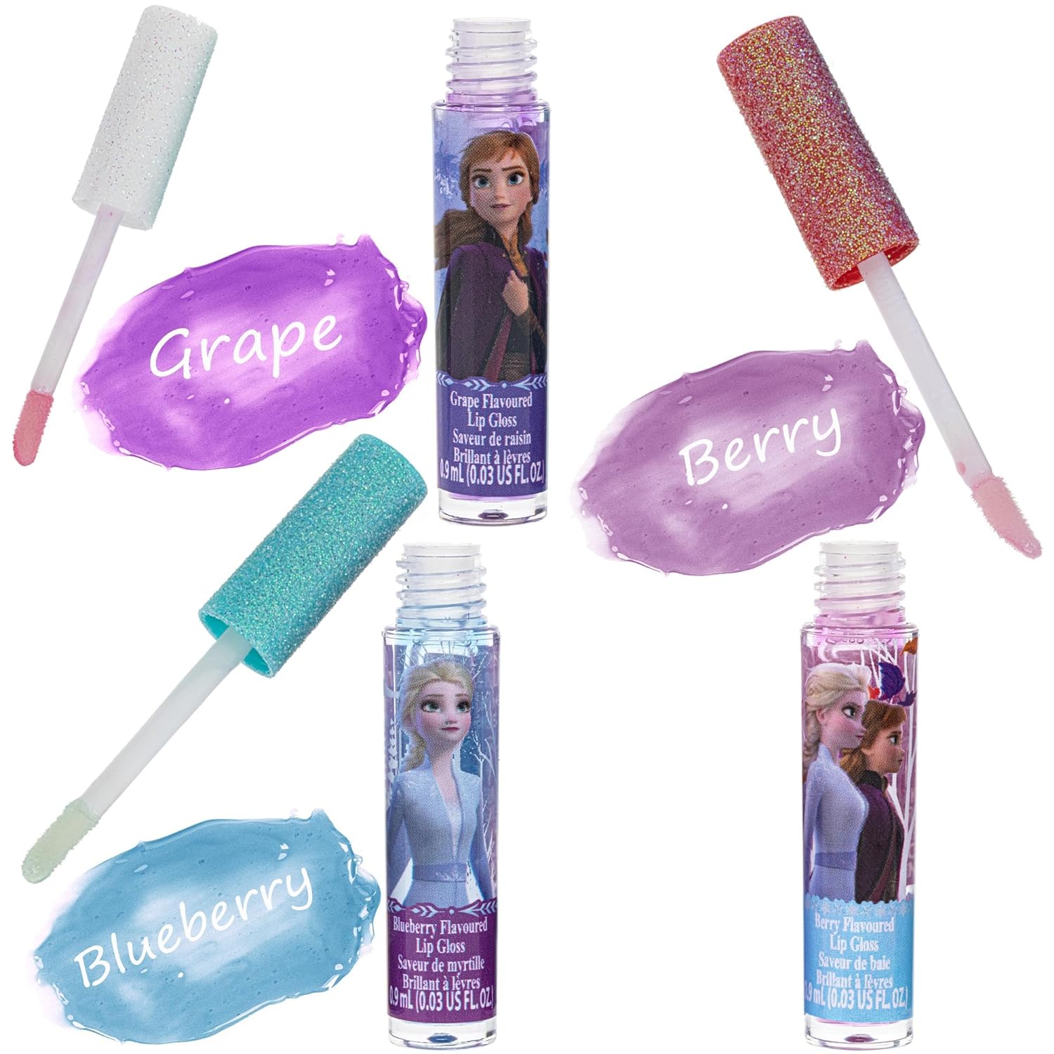 Townley Girl Disney Frozen Plant Based Vegan 7 PC Flavored Lip Gloss Set For Girls – Ideal for Sleepovers, Makeovers, Party Favors and Birthday Gifts! - Age: 3+