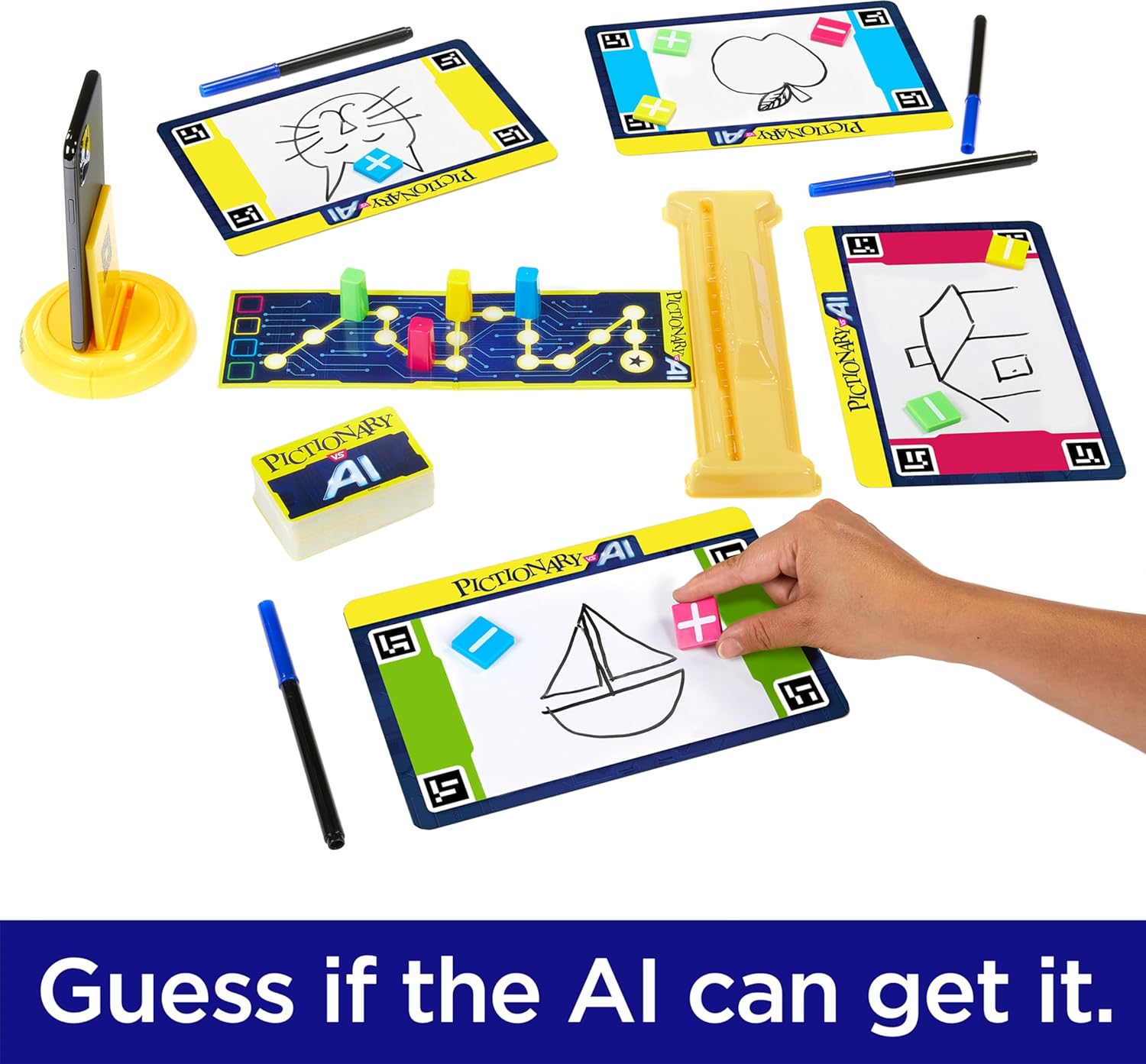 Mattel Games Pictionary Vs. AI Family Game for Kids and Adults and Game Night Using Artificial Intelligence for 2 – 4 Players