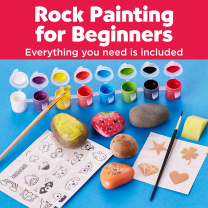 Creativity For Kids Hide and Seek Rock Painting Kit - Arts and Crafts for Kids Ages 6-8+, Gifts for Kids, Craft Kit with 10 Rocks and Waterproof Paint, Small