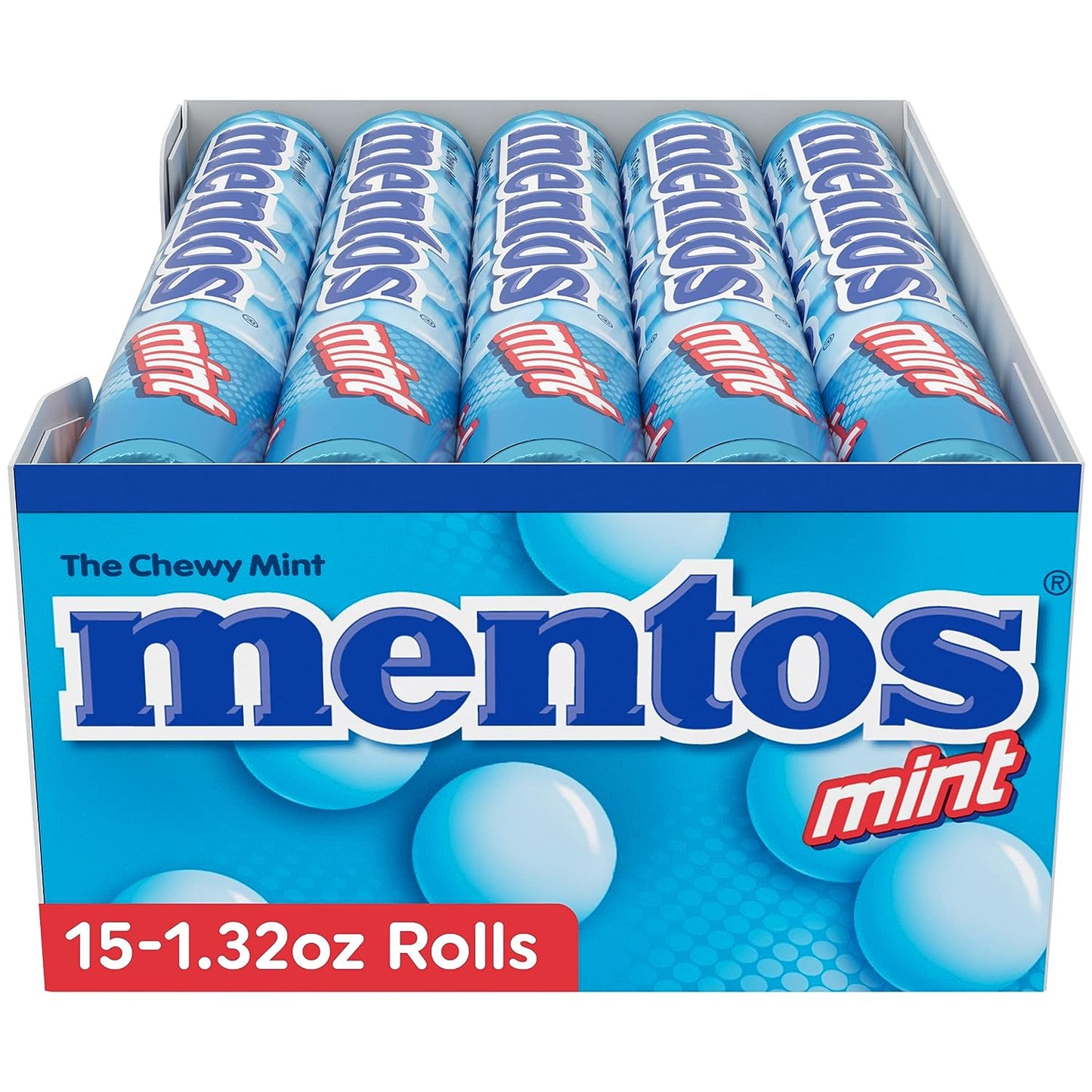 Mentos Chewy Mint Candy Roll, Mint, Non Melting, Party, 14 Count (Pack of 15) - Packaging May Vary