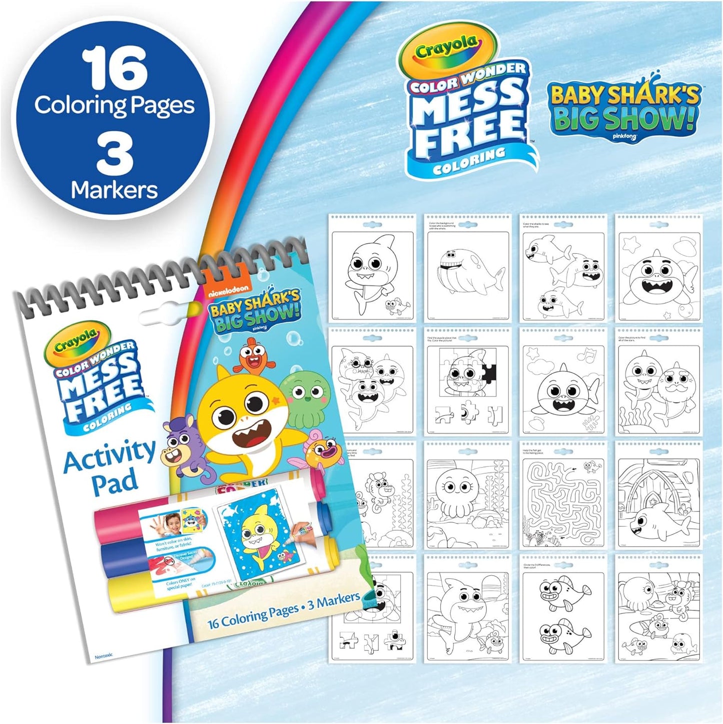 Crayola Nickelodeon Color Wonder Bundle (Set of 3), Mess Free Activity Pads & Markers, Holiday Gift For Toddlers, Drawing Set, 3+