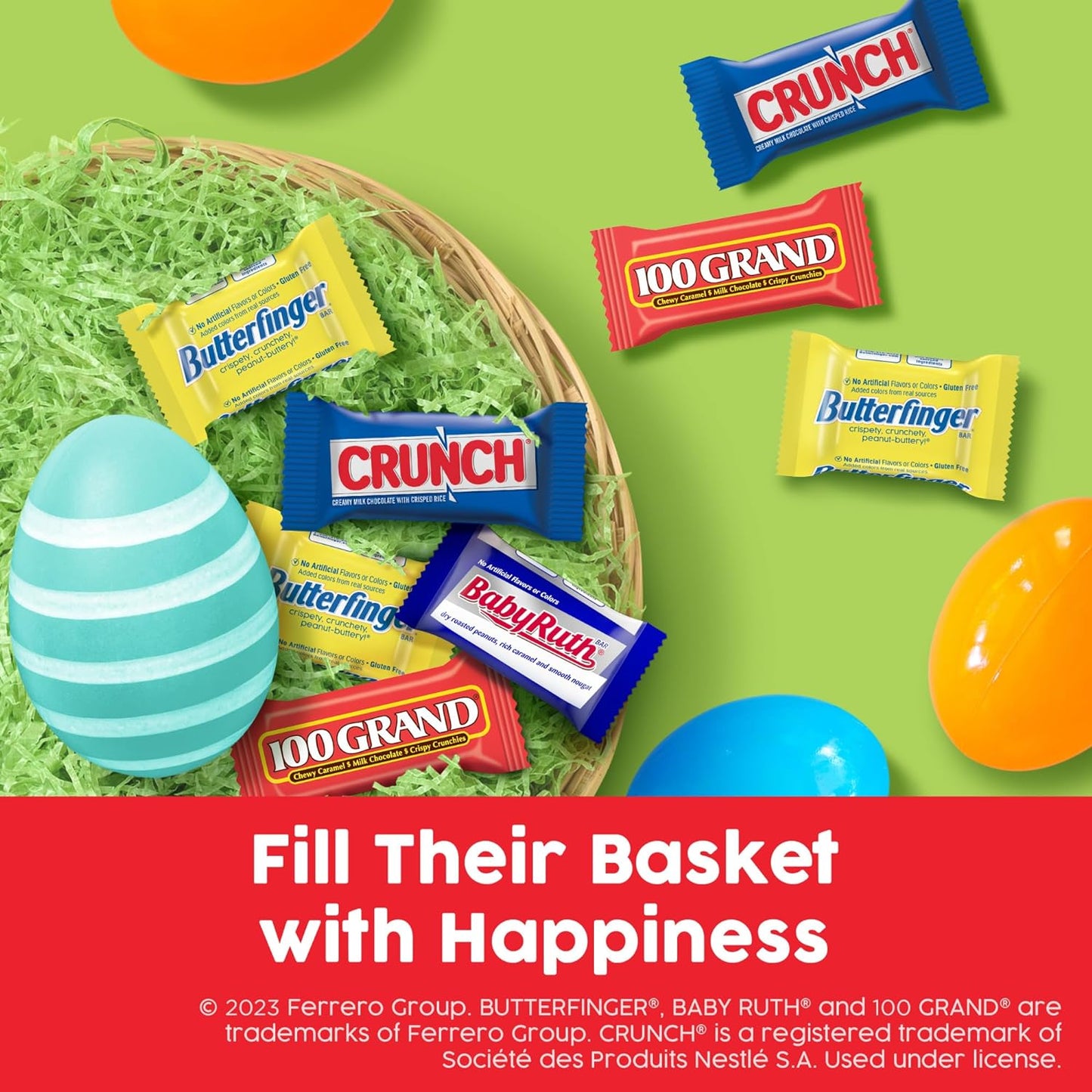 Butterfinger, CRUNCH, Baby Ruth and 100 Grand, Bulk 60 Pack, Assorted Fun Size Candy Bars, Easter Basket Stuffers, 37.2 oz