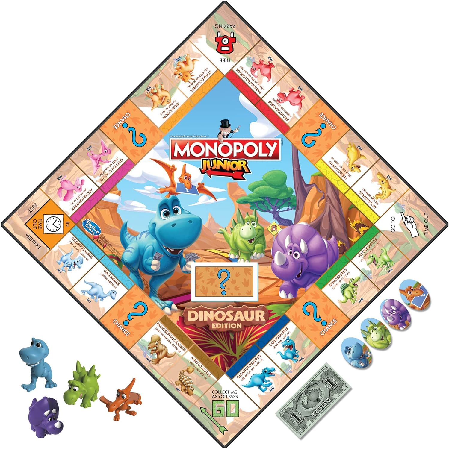 Hasbro Gaming Monopoly Junior Dinosaur Edition Board Game, Kids Board Games, Fun Dinosaur Toys, Dinosaur Board Game for 2-4 Players (Amazon Exclusive)