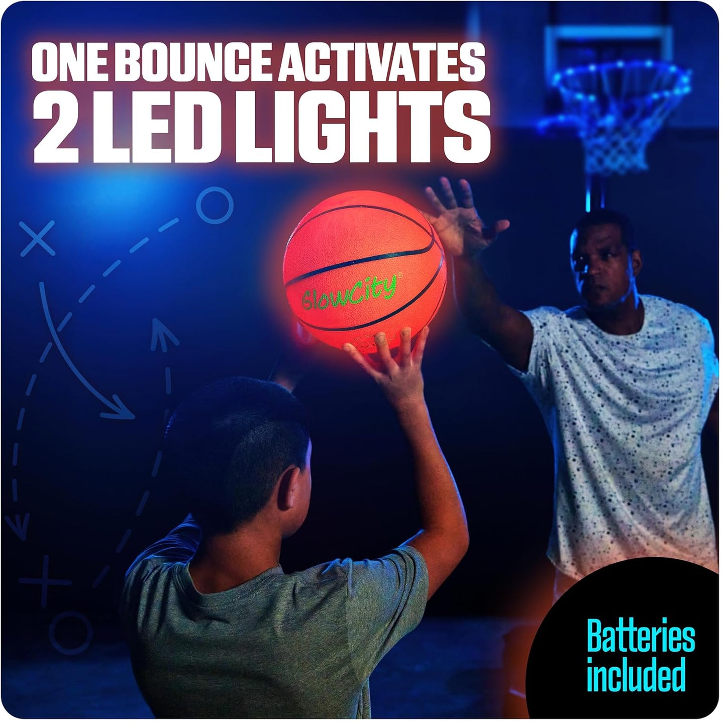 GlowCity Glow in The Dark Basketball for Teen Boy - Glowing Red Basket Ball, Light Up LED Toy for Night Ball Games - Sports Stuff & Gadgets for Kids Age 8 Years Old and Up