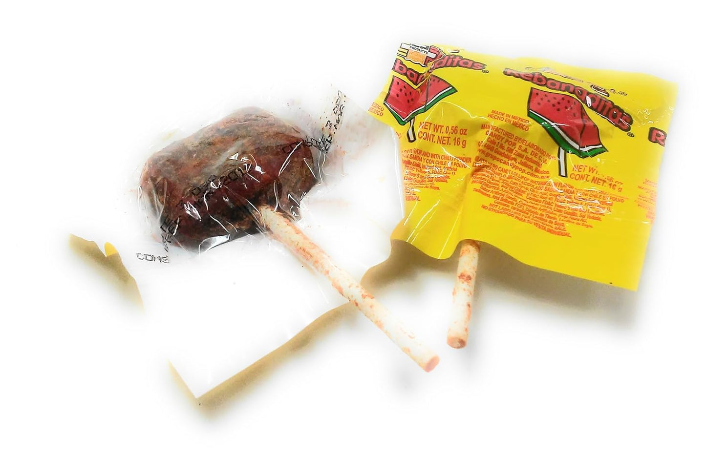 Dulces Vero Vero Rebanadita Paletas Sabor Fresa Con Chile Mexican Hard Candy Chili Pops, 1.5 pounds, 40 Pc