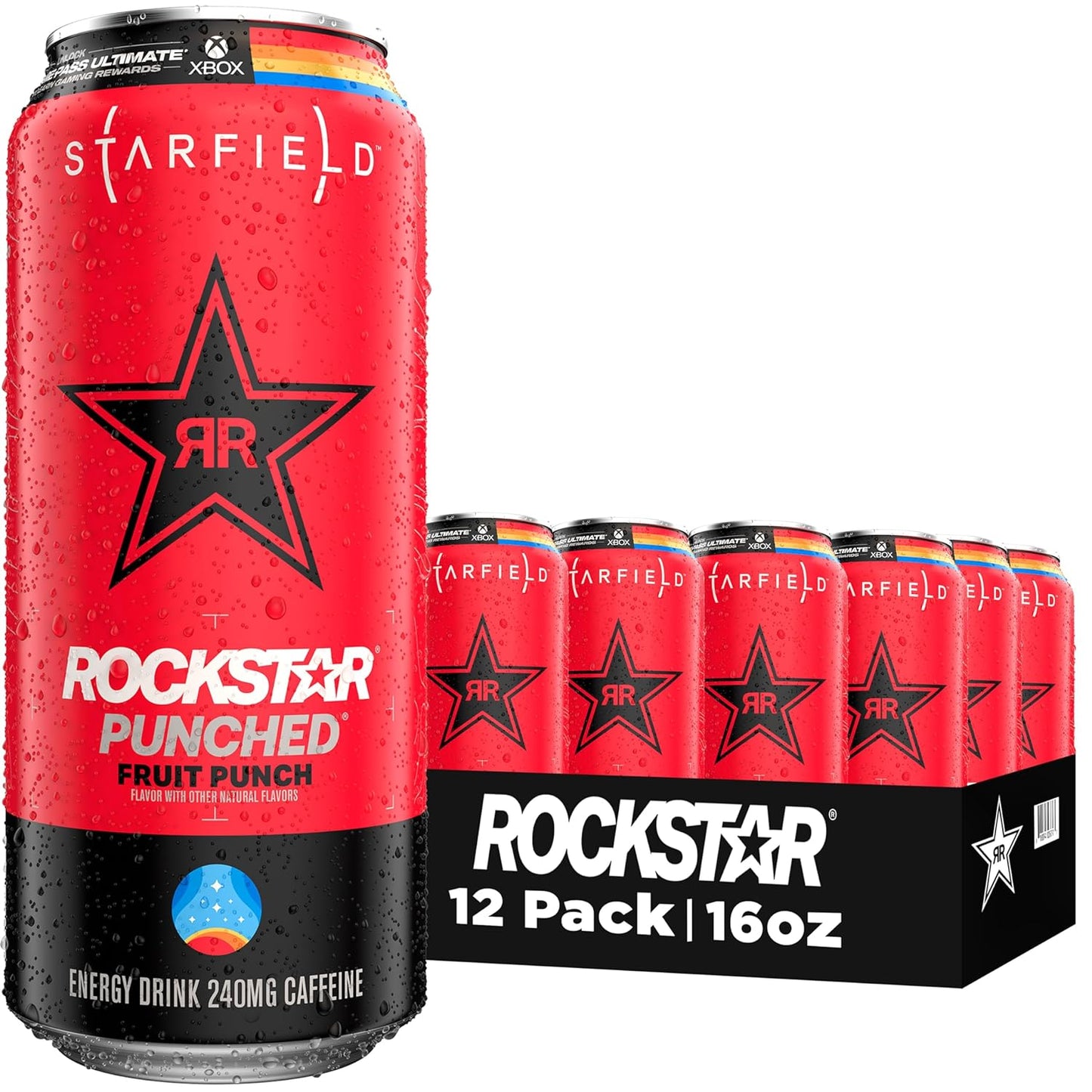 Rockstar Punched Energy Drink, Fruit Punch, 16oz Cans (12 Pack)