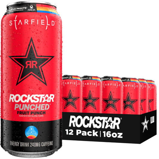 Rockstar Punched Energy Drink, Fruit Punch, 16oz Cans (12 Pack)