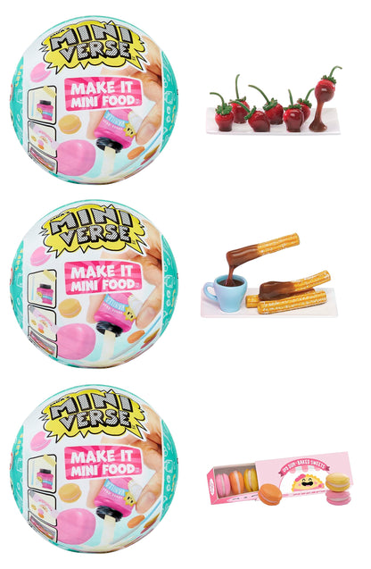 MGA's Miniverse Make It Mini Food Series 2 Sweet Shop Bundle (3 Pack) Mini Collectibles, Blind Packaging, DIY, Resin Play, Replica Food, NOT Edible, Collectors, 8+