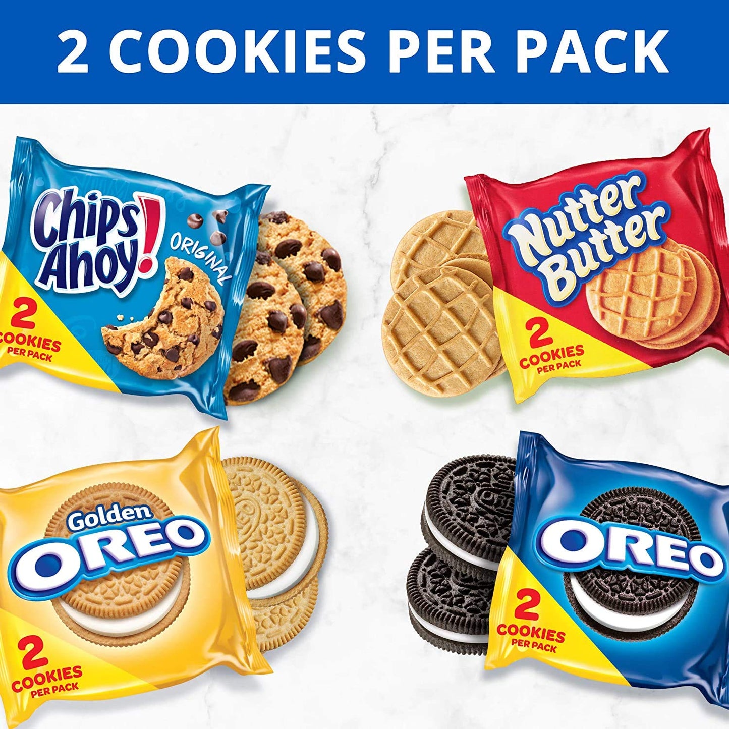 OREO Original, OREO Golden, CHIPS AHOY! & Nutter Butter Cookie Snacks Variety Pack, 56 Snack Packs (2 Cookies Per Pack)