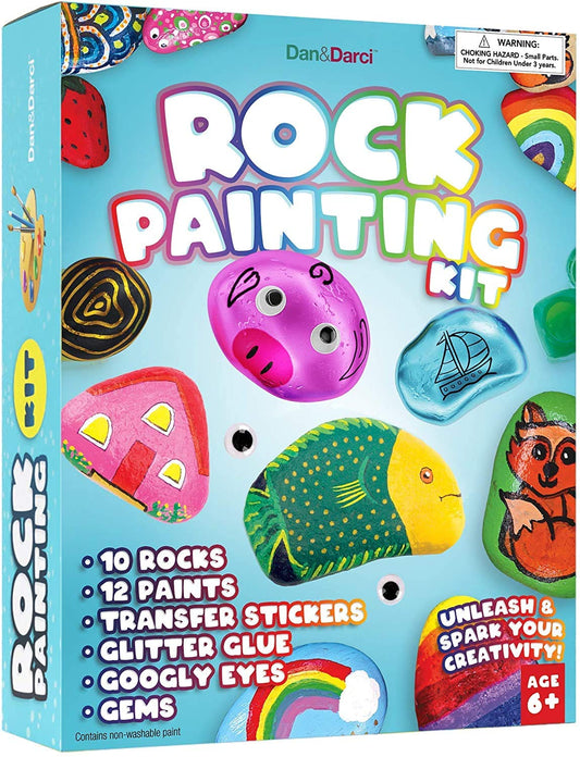 Rock Painting Kit for Kids - Arts and Crafts for Girls & Boys Ages 6-12 - Craft Kits Art Set - Supplies for Painting Rocks - Best Tween Paint Gift Ideas for Kids Activities Age 6 7 8 9 10 11