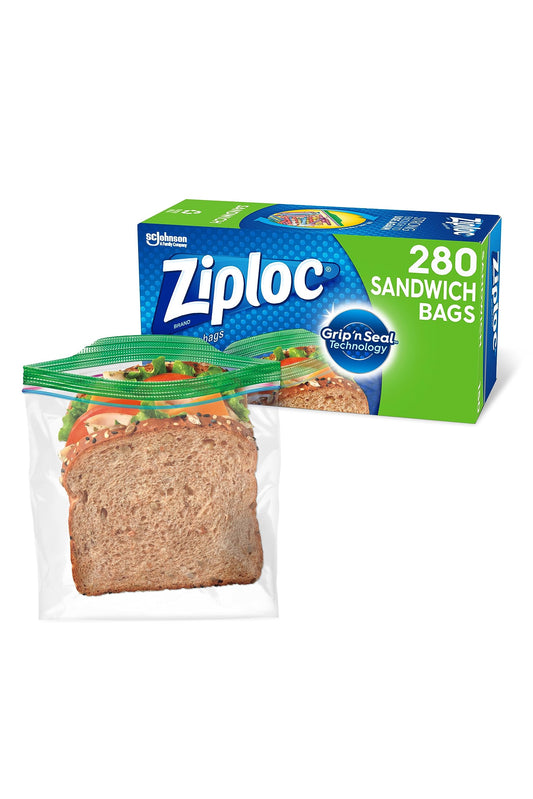 Ziploc Sandwich and Snack Bags, Storage Bags for On the Go Freshness, Grip 'n Seal Technology for Easier Grip, Open, and Close, 280 Count