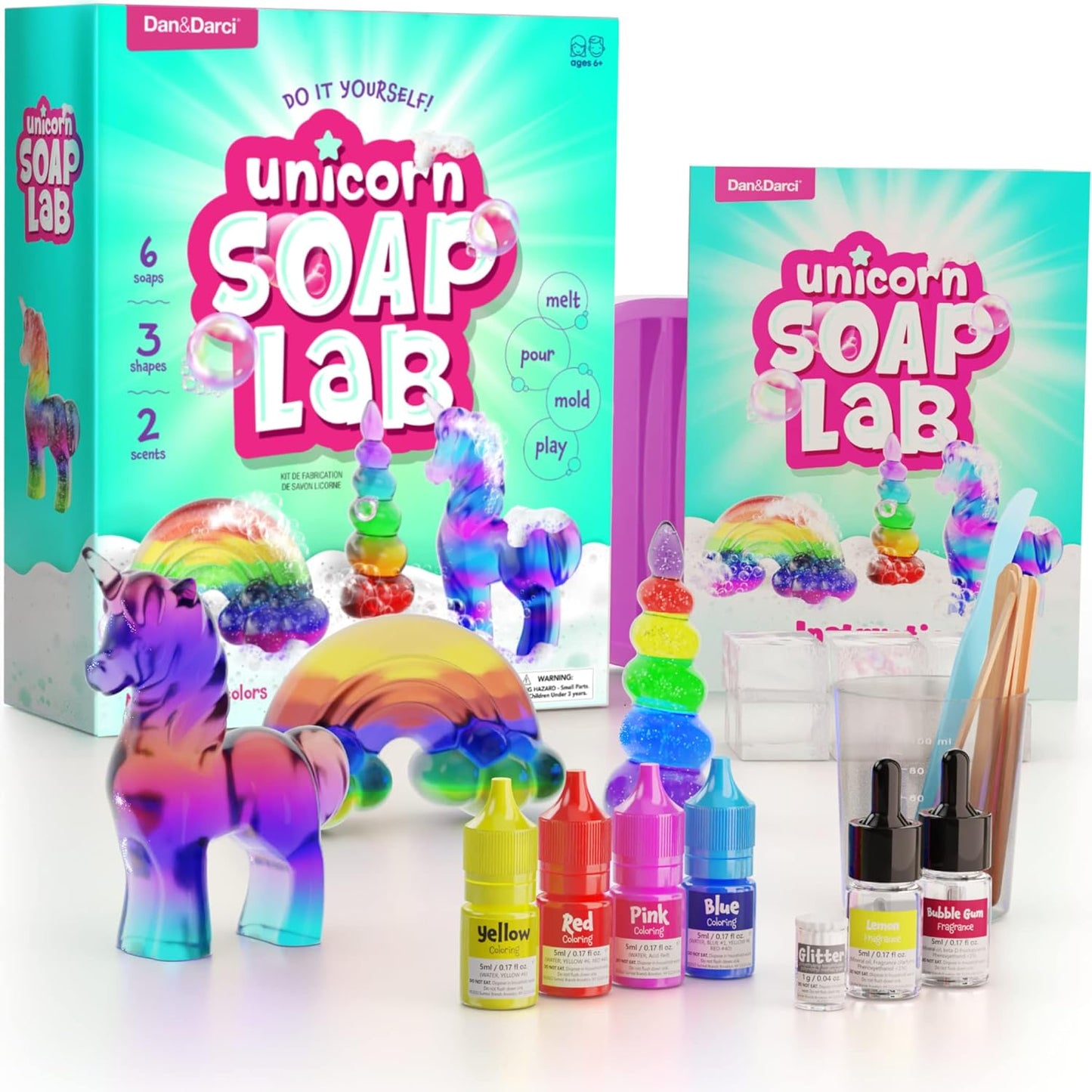 Unicorn Soap Making Kit - Girls Crafts DIY Project Age 6+ Year Old Kids Girl Gifts Science STEM Activity Teenage Christmas Gift Make Your Own Kits Craft Toys Ages 6 7 8 9 10 11 12