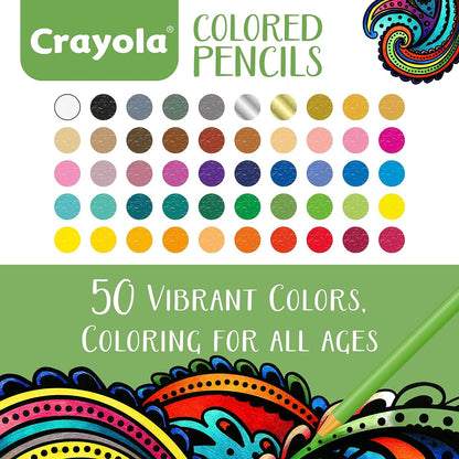 Crayola Colored Pencils For Adults (50 Count), Colored Pencil Set, Pair With Adult Coloring Books, Art Supplies, Holiday Gifts [Amazon Exclusive]