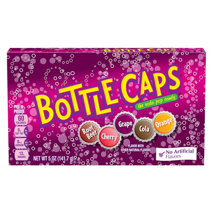 Wonka Bottle Caps, Fizzy Hard Candy, 5 Ounce Theater Candy Boxes (Pack of 10)