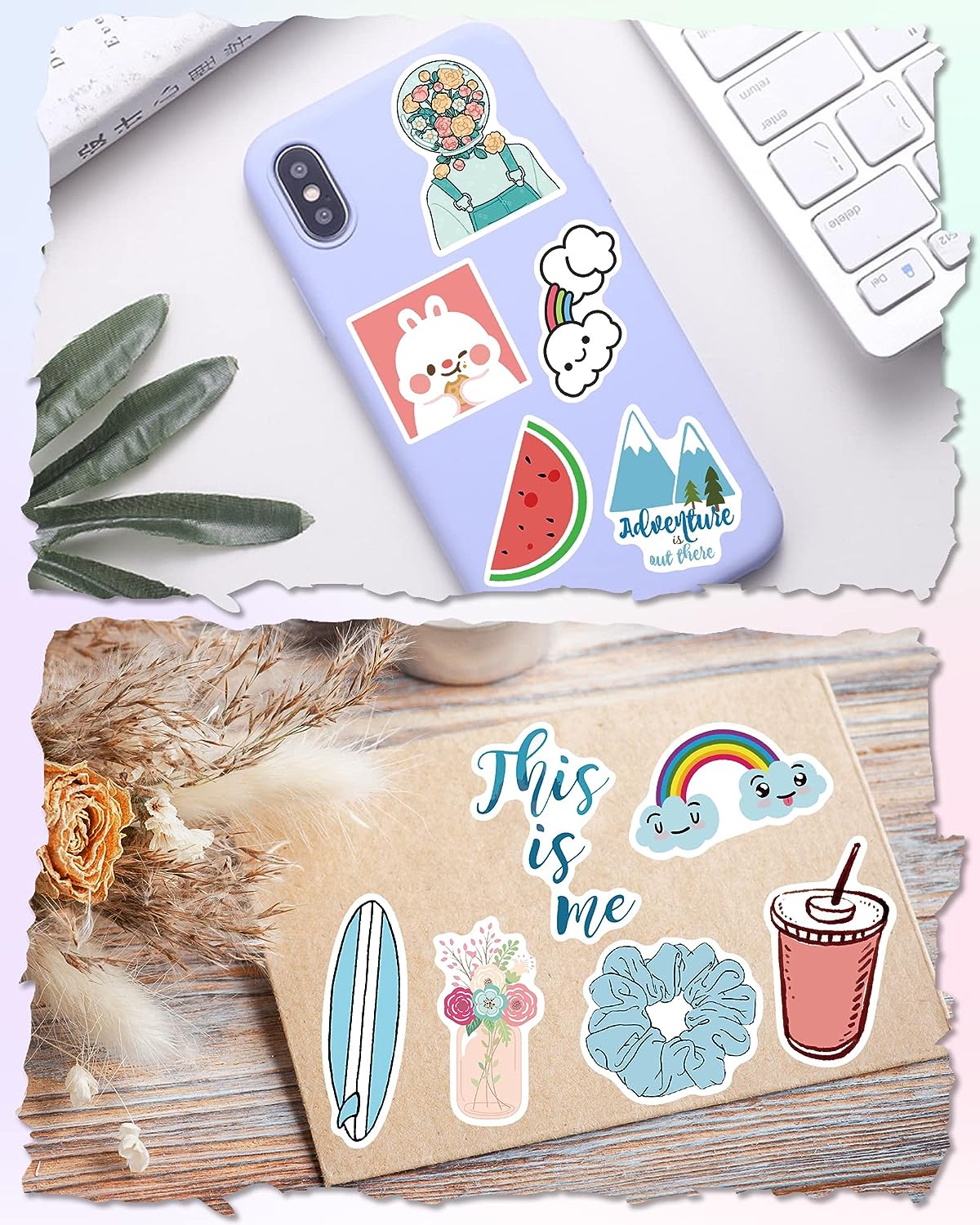 Sticker for Water Bottles, 300 Pcs/Pack Cute Vinyl Waterproof Vsco Laptop Stickers for School Students Classroom Christmas Stocking Stuffers Teachers Prizes Hydroflask Stickers for Kids Teens Girls