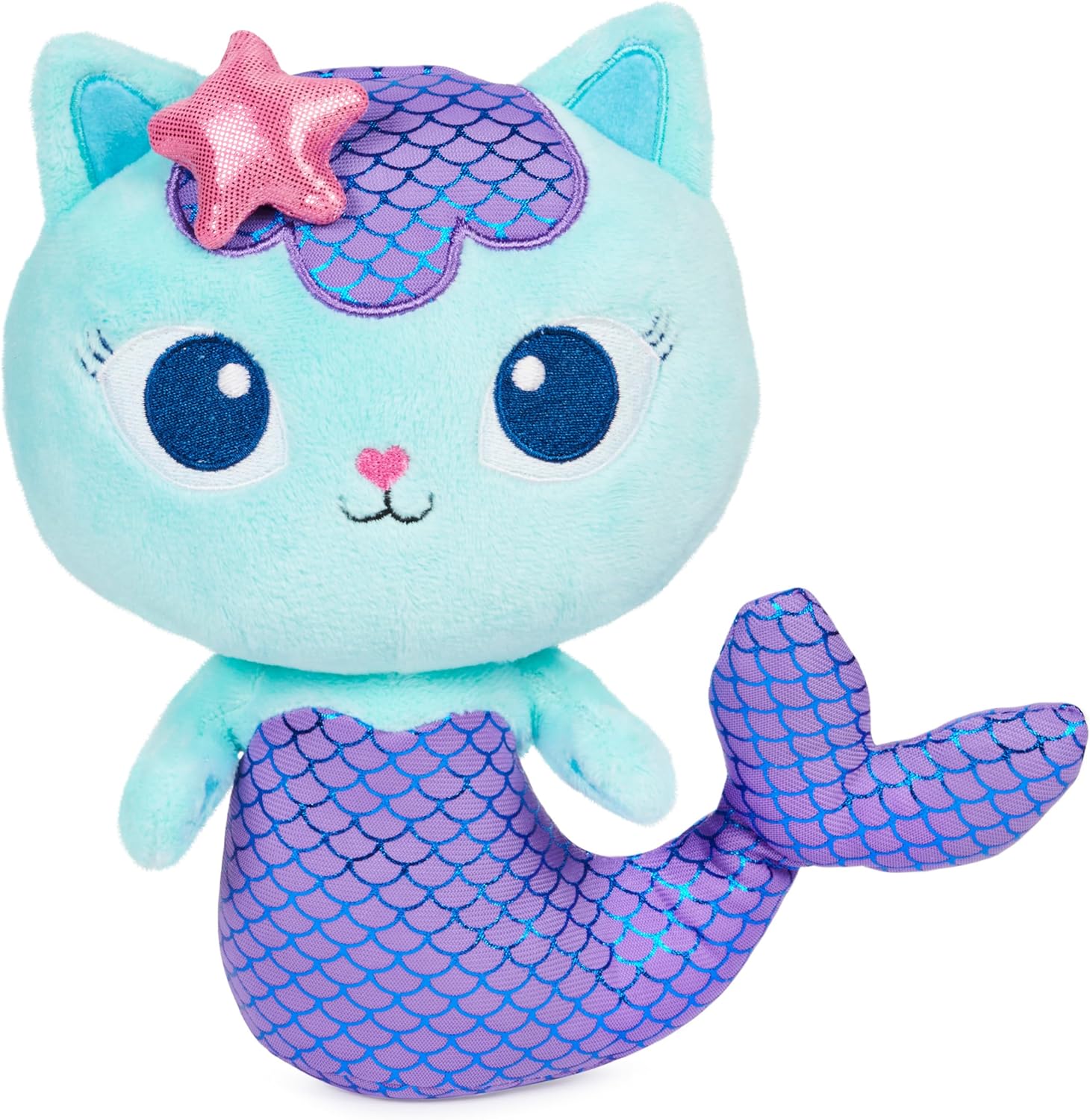 Gabby's Dollhouse, 8-inch Mercat Purr-ific Plush Toy, Kids Toys for Ages 3 and up