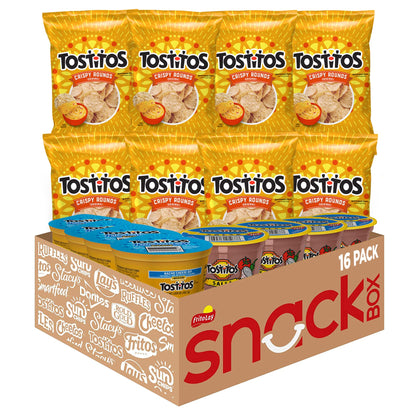 Tostitos Variety Bite Sized Rounds Salsa Cups Nacho Cheese Cups, Chip and Dip Pack, 16 Count