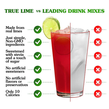 TRUE LIME Black Cherry Limeade Drink Mix (10 Packets) | Made from Real Limes | No Preservatives, No Artificial Sweeteners, Gluten Free | Water Flavor Packets & Water Enhancer with Stevia