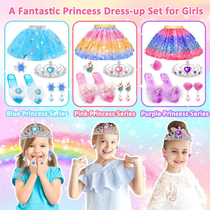 Toys for Girls,Princess Dresses for Girls,Unicorns Gifts for Girls,Princess Dress Up Clothes for Little Girls,Skirts,Princess Shoes,Crowns,Jewery,2 3 4 5 6 7 8 Year Old Girls Birthday Christmas Gifts