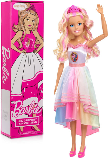 Just Play Barbie 28-inch Best Fashion Friend Unicorn Party Doll, Blonde Hair, Kids Toys for Ages 3 Up, Amazon Exclusive