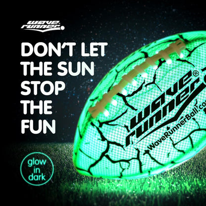 Wave Runner Glow in The Dark LED Light Junior Football, Waterproof Double Laced Football for Night Sports and Games Waterproof Ball for Pool, Beach and Backyard