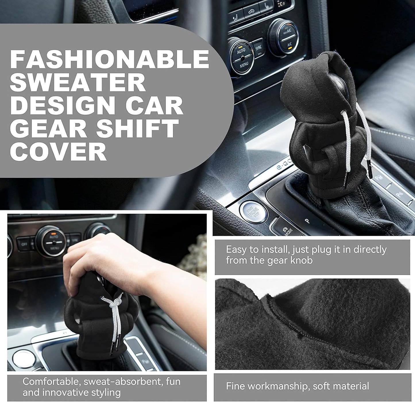 Gear Shift Hoodie, Gear Shift Cover, Universal Car Shift Knob Hoodie, Mini Hoodie for Car Shifter, Automotive Interior Cute Gadgets, Christmas Car Accessories and Decorations