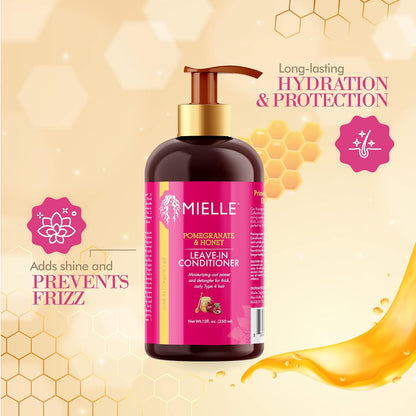 Mielle Organics Pomegranate & Honey Leave-In Conditioner, Moisturizing Curl Primer and Detangler, Repair Damage and Prevent Frizz, Treatment For Thick Curly Hair Type 4 Hair, 12-Fluid Ounces