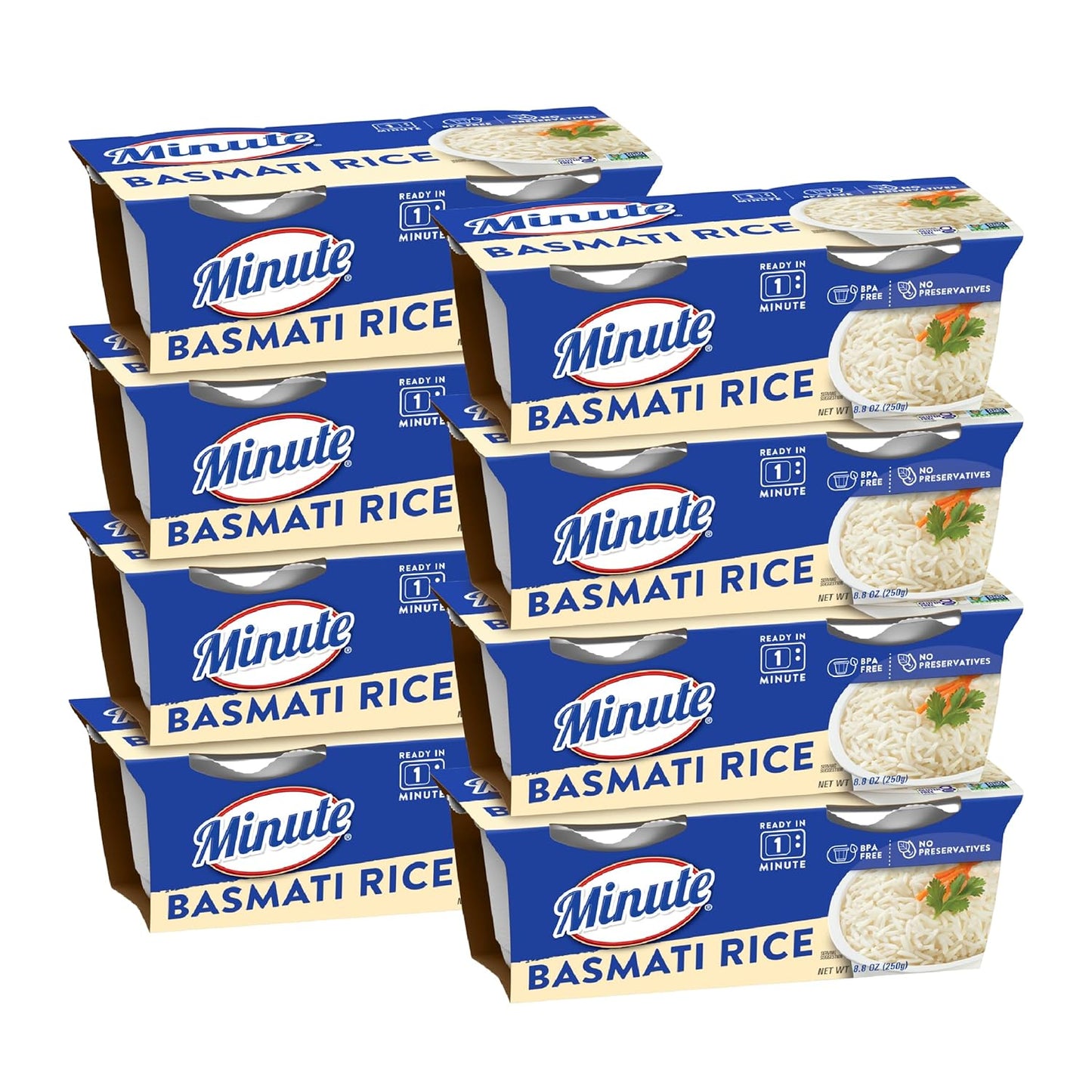 Minute RTS Basmati Rice, 2-4.4 Ounce Cups (Pack of 8), White