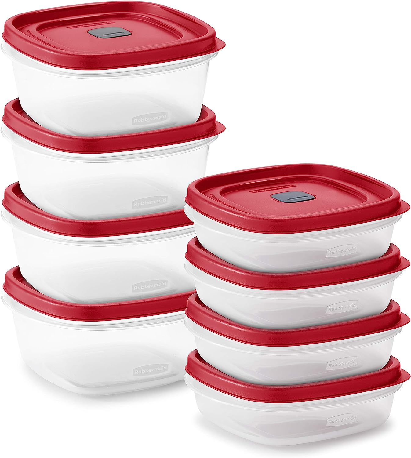 Rubbermaid 16-Piece Food Storage Containers with Lids and Steam Vents, Microwave and Dishwasher Safe, Red