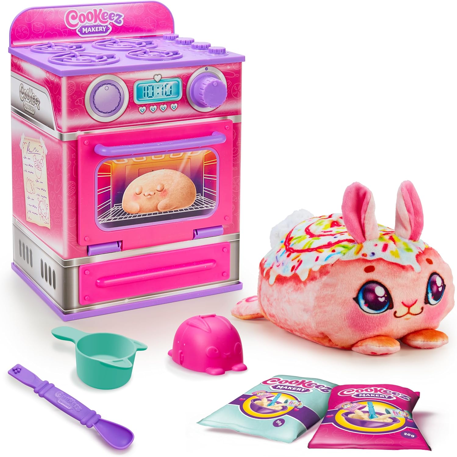 COOKEEZ MAKERY Cinnamon Treatz Oven. Mix & Make a Plush Best Friend! Place Your Dough in The Oven and Be Amazed When A Warm, Scented, Interactive, Friend Comes Out! Which Will You Make?