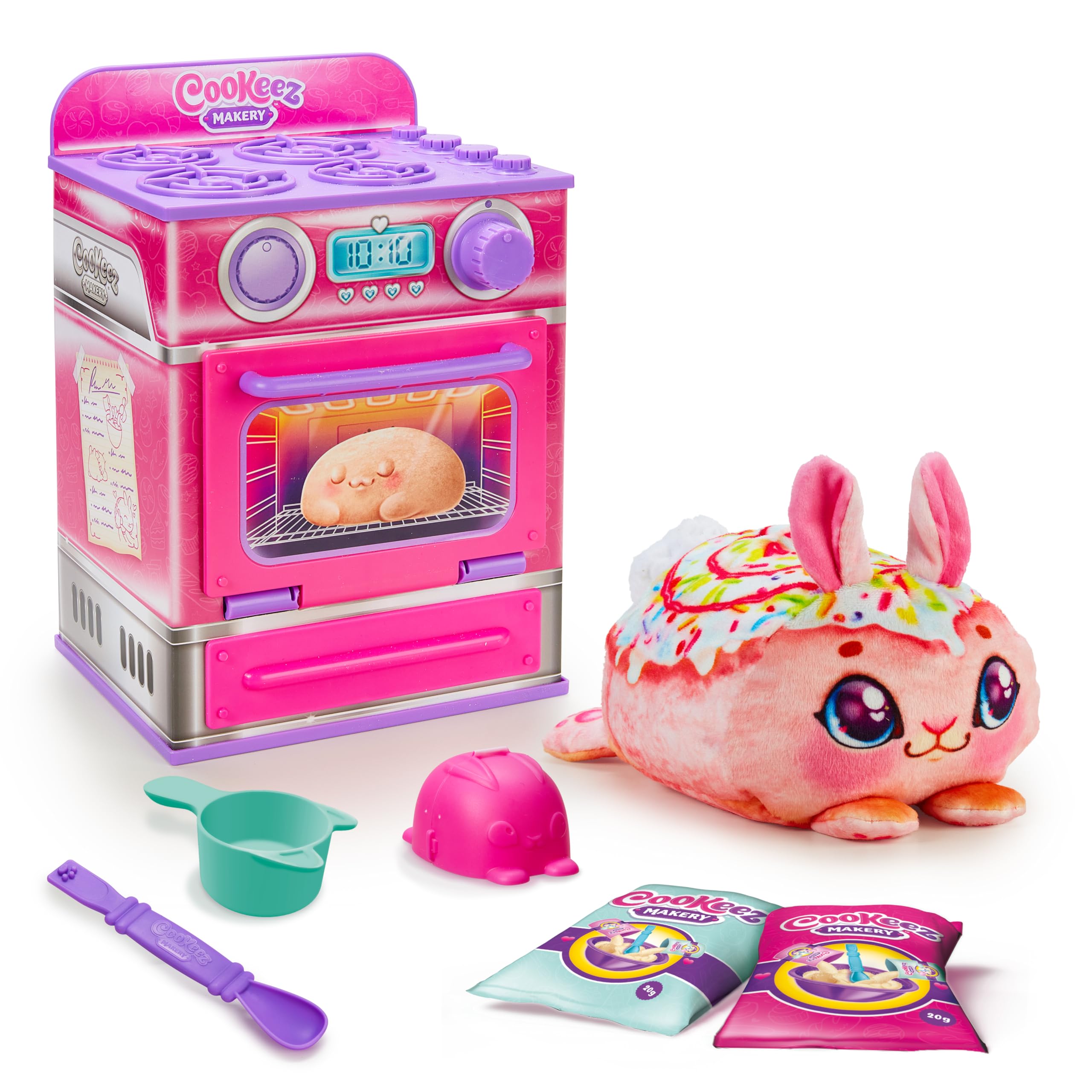 COOKEEZ MAKERY Cinnamon Treatz Oven. Mix & Make a Plush Best Friend! Place Your Dough in The Oven and Be Amazed When A Warm, Scented, Interactive, Friend Comes Out! Which Will You Make?