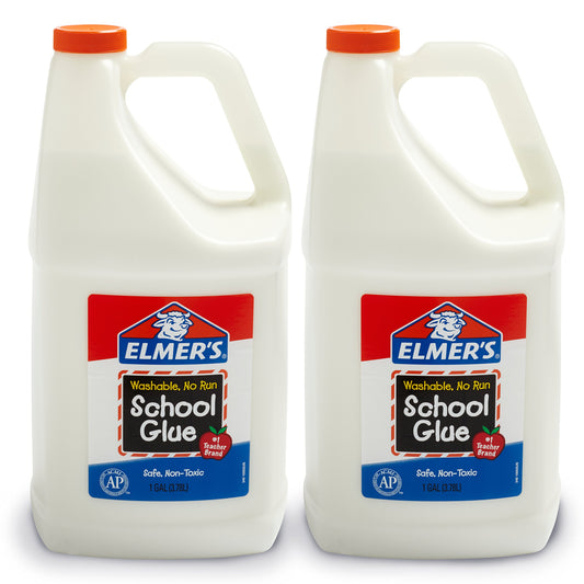 Elmer's Liquid School Glue, Washable, 1 Gallon, 2 Count