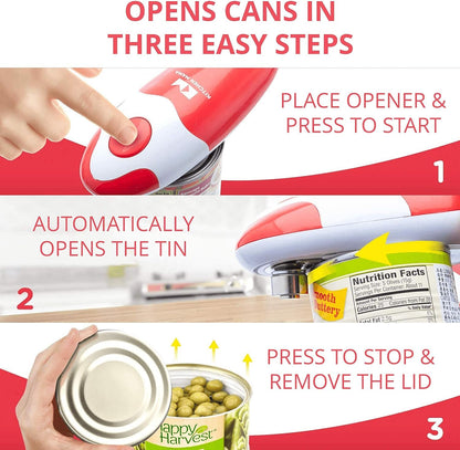 Kitchen Mama Auto Electric Can Opener Christmas Gift Ideas: Open Your Cans with A Simple Press of Button - Automatic, Hands Free, Smooth Edge, Food-Safe, Battery Operated, YES YOU CAN (Red)