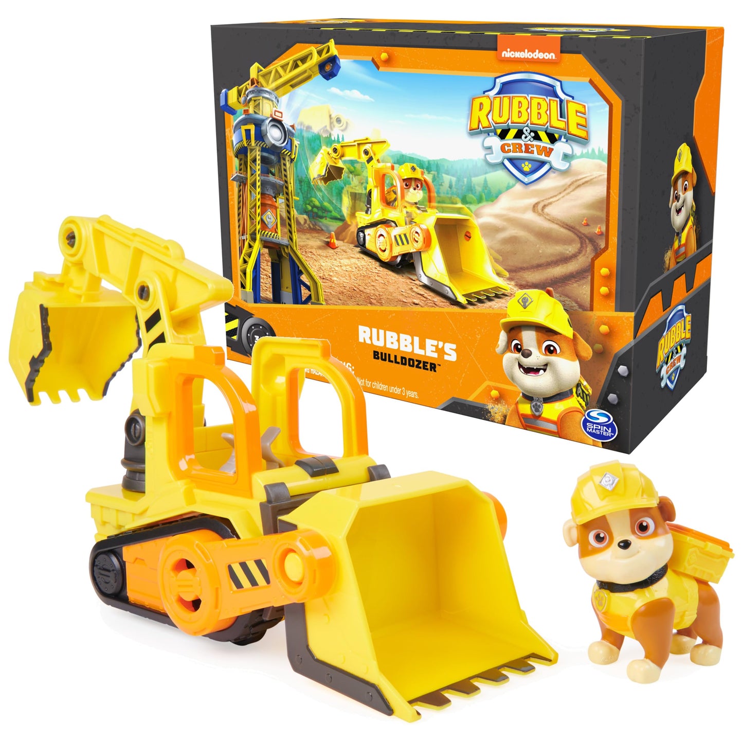 Rubble & Crew, Rubble’s Bulldozer Toy Truck with Movable Parts and a Collectible Action Figure, Kids Toys for Ages 3 and Up