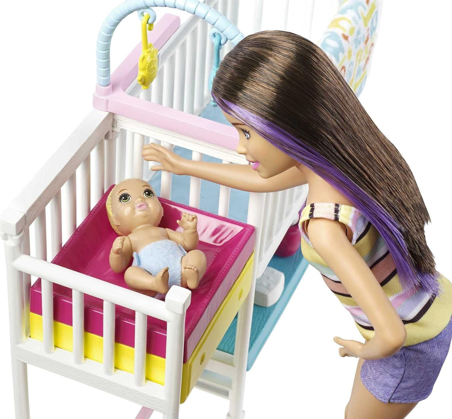 Barbie Nursery Playset with Skipper Babysitters Inc. Doll, 2 Baby Dolls, Crib and 10+ Pieces of Working Baby Gear and Themed Toys, For 3 to 7 Year Olds