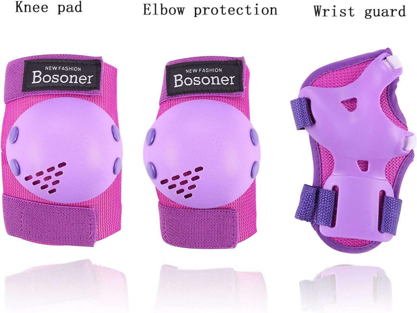 BOSONER Kids/Youth Knee Pads Elbow Pads Wrist Guards Set for 3-15 Years, Child Protective Gear Set for Roller Skates, Cycling, BMX Bike, Skateboard, Inline Skating, Scooter Riding Sports…