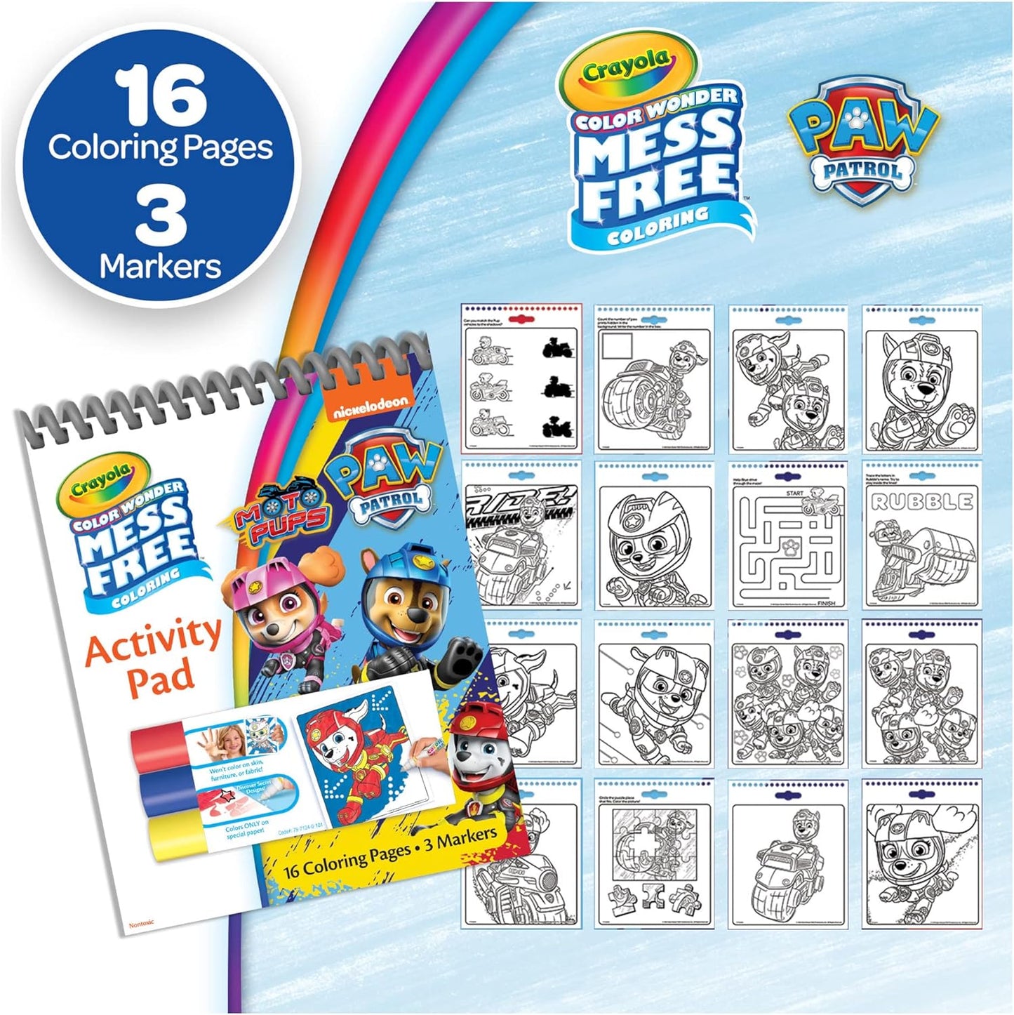 Crayola Nickelodeon Color Wonder Bundle (Set of 3), Mess Free Activity Pads & Markers, Holiday Gift For Toddlers, Drawing Set, 3+