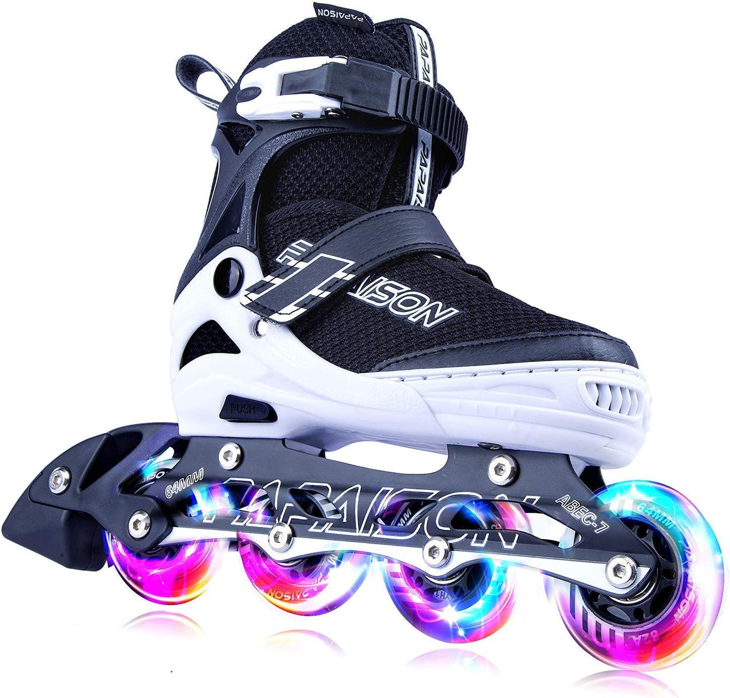 PAPAISON Adjustable Inline Skates for Kids and Adults with Full Light Up Wheels, Outdoor Roller Skates for Girls and Boys, Men and Women