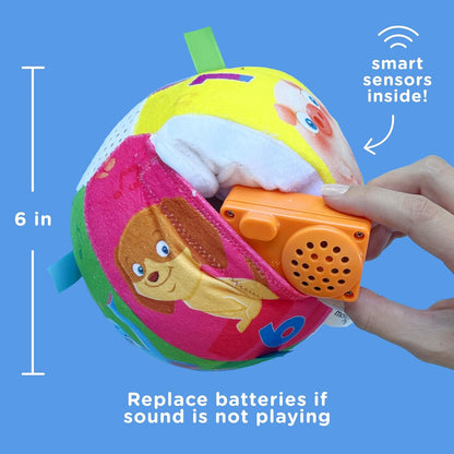 Move2Play, Toddler & Baby Ball with Music and Sound Effects, Baby Toy for 6 to 12 Months, Boy and Girl 1 Year Old Birthday Gift