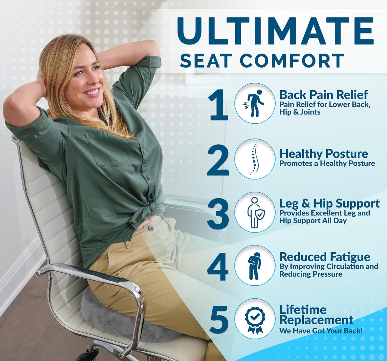 ComfiLife Gel Enhanced Seat Cushion – Office Chair Cushion – Non-Slip Gel & Memory Foam Coccyx Cushion for Tailbone Pain - Desk Chair Car Seat Cushion Driving - Sciatica & Back Pain Relief (Gray)