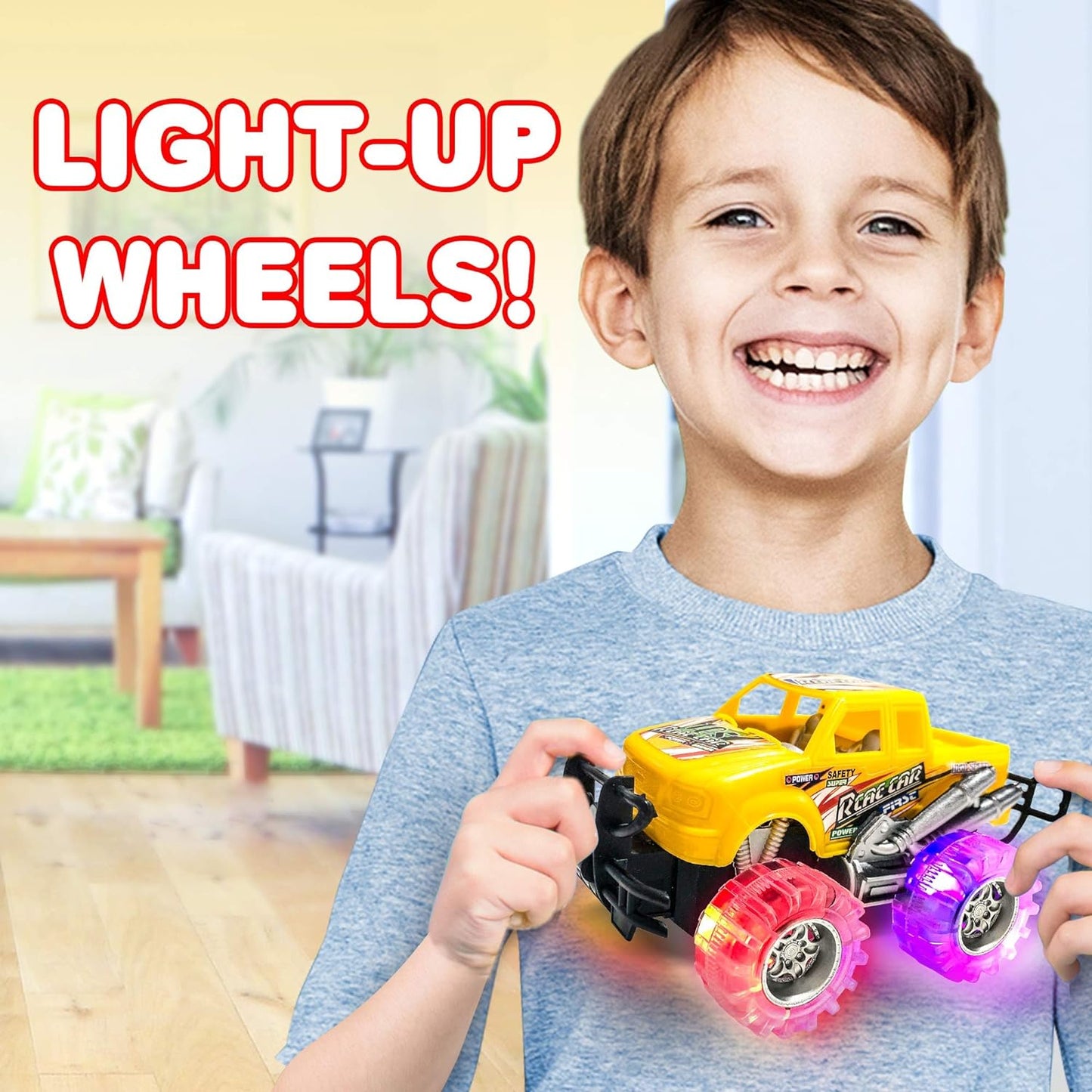 Light Up Monster Trucks for Boys and Girls, Toy Truck Set, Monster Trucks for Boys 3 4 5 6 7 8 Years Old, Toddler Monster Truck Toys, Light Up Trucks