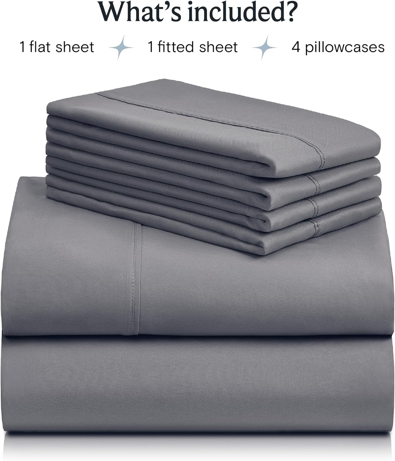 LuxClub 6 PC Queen Sheet Set, Rayon Made from Bamboo Bed Sheets, Deep Pockets 18" Eco Friendly Wrinkle Free Cooling Sheets Machine Washable Hotel Bedding Silky Soft - Light Grey Queen