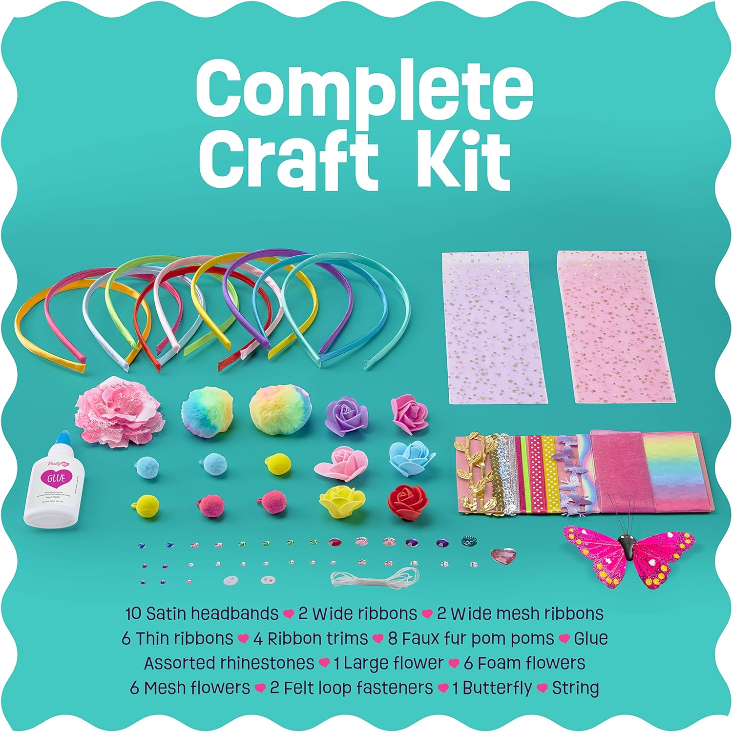 Pretty Me Headband Making Kit for Girls - Make Your Own Fashion Headbands for Kids - DIY Hair Accessories Set - Arts & Crafts Gift for Ages 5-12 Year Old Girl - Little Children's Art & Craft Gifts